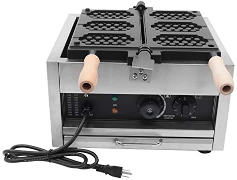 MJMLUCK Commercial Waffle Maker Belgian Waffle Iron, 1400W 3 Slices Double Heating Flip Waffle Iron, Nonstick Electric Honeycomb Waffle Pop Maker, 122~572℉ Temp Range for Restaurant, Snack Bar