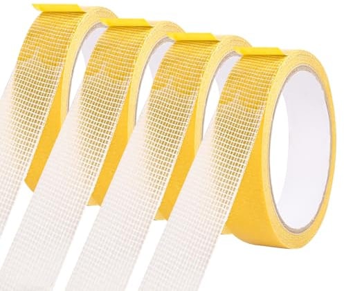 HFDONGL 4 rullar dubbelsidig tejp extra stark matta tejp 2,5 cm x 10 m tejp dubbelsidig matttejp dubbelsidig mattlim för kök hem skola eller utomhus