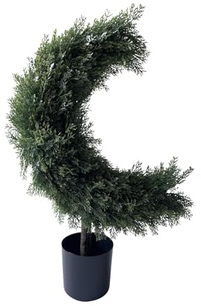 Arbre topiaire artificiel en forme de croissant de lune pour Ramadan, l'Aïd Mubarak, plante verte en pot pour festival islamique, décoration d'intérieur, décoration de Noël (63 cm)