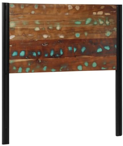 Qnhdfrt 39-Inch Reclaimed Wood and Iron Frame Freestanding Headboard
