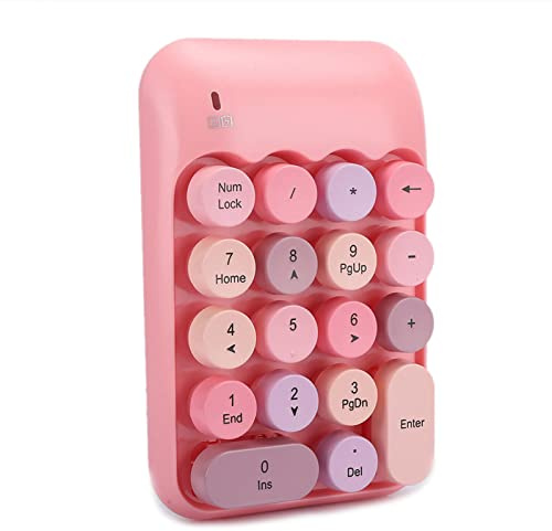 Keenso Wireless Numerische Tastatur Vintage Round Cap Num Tastatur Wasserdicht 18-Keys für Finanzbuchhaltung, Antriebsfreier Numpad für Studentenbuchhalter (Vintage Color)