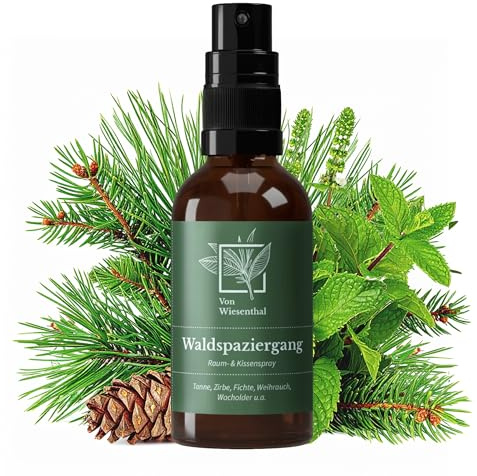 Von Wiesenthal Kissen- & Raumspray Waldspaziergang – 50 ml Raumduft mit Zirbe, Tanne & Fichte – Hergestellt in Österreich mit naturreinen ätherischen Ölen