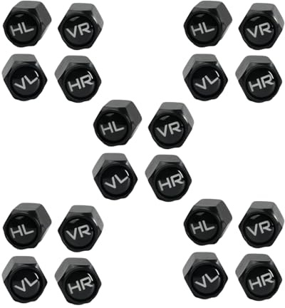 20er Set Ventilkappen Auto für Autos, Motorräder, Fahrräder und mehr Autoreifen Ventilkappen Mit Dichtung (Schwarz)