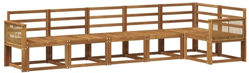 vidaXL Outdoor-Sofagarnitur 6 pcs Natur Massivholz Akazie, Garten, modernes, wetterfestes Ecksofa, Sitzgelegenheit für draußen, Terrassenmöbel, entspannendes Set