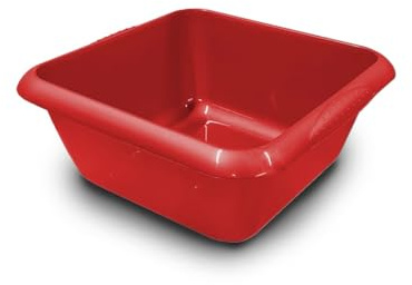 ORGANIZED 7L Square Washing Bowl – Durable Plastic Basin for Kitchen, Cleaning & Household Use | Compact Washing Up Bowl (Red)