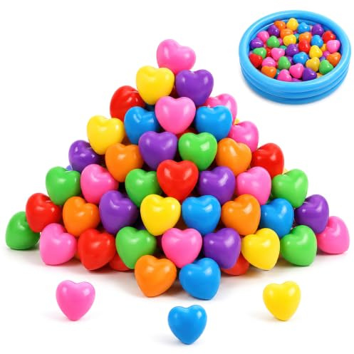 SilverChry 50 Boules pour Piscine à Balles, Balle Plastique Bébé | Set Balle Enfant Cœur, Étoile, Ours; Balle Sensorielle Bebe sans BPA; Idéal pour Remplir Tente et Piscine a Balle