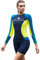 Micosuza Womens Shorty Wetsuit Long Sleeve 1.5MM Neoprene Back Zip Winter Swimwear Long Sleeve Diving Snorkeling Surfing Swimwear Tag Small = UK XSmall Blue