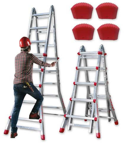 BTF Premium Escalera Telescópica hasta 20 Peldaños | Escaleras Plegables Aluminio | Escalera Extensible 5 Metros y 150kg | Multiposición Ladder | Escada Certificación EN131