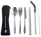 Mizu Cutlery Set with Straw Grau - Langlebiges wiederverwendbares Edelstahl Besteck-Set, Größe 200 mm - Farbe Stainless