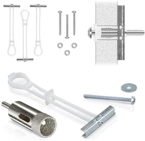 CondoMounts MSK9002 Tiled Wall TV Mounting Kit | NO Stud Wall | Grab Bar | Holds up to 90lbs | Includes 4 Elephant Anchors & 1-Diamond Drill Bit