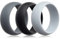 JewelryWe Schmuck 3pcs Silikon Eheringe, Gummi Hochzeit Bands Gummibänder Ring für Herren Männer, Weiß Schwarz Grau, Größe 52