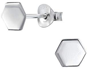 Laimons Frauen Damen-Ohrstecker Ohrringe Sechseck eckig Wabe Design 6mm Sterling Silber 925
