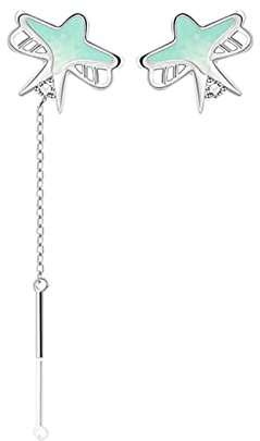 SALAN Original Design Versilbert Ohrring Schwalbenohrring Hellgrün Emaille Ohr Mode Ohrringe Für Frauen Party Edlen Schmuck