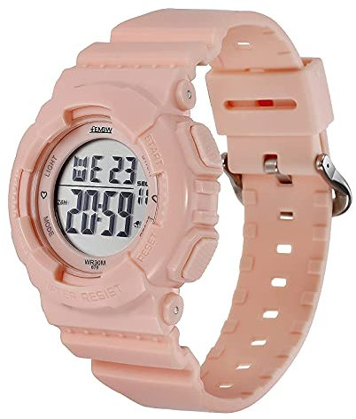 FEMBW Montre Digitale Sport avec Alarme rétroéclairée 7 Couleurs et chronomètre, Bracelet de Montre résine