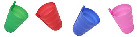 Sweetie Tasse avec paille intégrée pour enfants comprenant rose, rouge, bleu, vert (lot de 4)