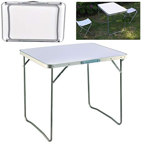 Klapptisch, klein, tragbar, klappbar, mit Tragegriff, 80 cm, quadratisch, Camping-Picknicktisch, zusammenklappbarer Computertisch für Spiele, leicht, nur 4 kg