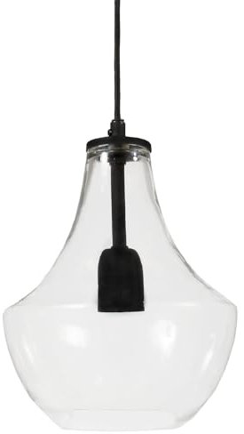PR Home of Scandinavia Hochwertige Pendelleuchte aus Glas klar schwarz Hamilton 20x29cm E27 dimmbar