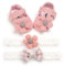 Loalirando Scarpe Neonata 0-18 Mesi Set Regalo 3 Pezzi Fascia Capelli Neonata Regalo Battesimo Bimba Scarpe Anti Scivolo Fiore Suola Morbida Neonato Accessori (Rosa, 0-6 Mesi)