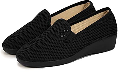 N/S Zapatillas de Casa Mujer Verano | Calzado Transpirable de Rejilla con Cuña | Zapatos Abiertos sin Cordones | Suela Antideslizante de Caucho | Hecho en España | Tallas Disponibles 35 a 41