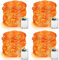 BrizLabs Orange Herbst Deko Lichterkette 4 Stück 6M 60 LED Innen Halloween Lichterkette Batteriebetrieben Erntedankfest Deko Micro Kupferdraht Lichterketten für Weihnachten Schlafzimmer Feste Hochzeit