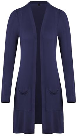 Totatuit Cardigan Donna Lungo Elegante Manica Lunga Lavorata a Maglia Coprispalle Casual a Maniche Traspirante Golfino Donna Aperto Davanti per Primavera Estivo Autunno Blu Navy XL