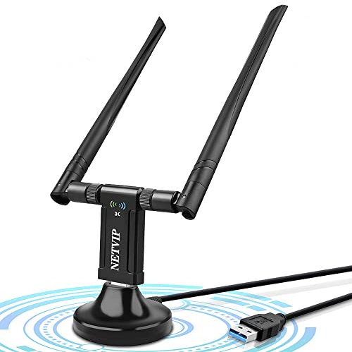 WiFi Dongle, 1200Mbps USB Wi-Fi Adapter Dual Band 5GHz for PC Desktop Laptop, Wireless Adapter with USB 3.0 Cradle and 65cm Extension Cable, Support Windows 10/8/7/Vista/XP, Mac Os X 10.6-10.15