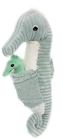 Les Déglingos Ptipotos by Plüschtier Papadou der Seepferdchen, Minze – Original – Schmusetuch ideal ab der Geburt – Geschenkidee zur Geburt – weiches Plüschtier – Minze