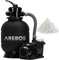 AREBOS Système de Filtre à Sable avec Pompe + 1400g de balles de Filtre | Noir | 400W | 10.200 L/h | Capacité du réservoir jusqu'à 20 kg de Sable | Vanne à 4 Voies avec poignée | avec manomètre