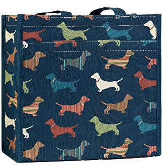 Signare Gobelin Schultertasche Einkaufstasche für Damen (Dackel)
