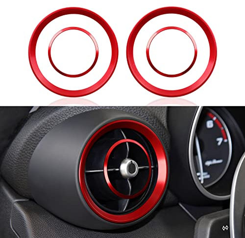 OYDDL 2PCS Auto Aufkleber Klimaanlage Luftauslass Trim ABS Decor Kompatibel mit Alfa Romeo Giulia 2017 2018 2019 Zubehör (Hinten) - Stelvio Nicht geeignet