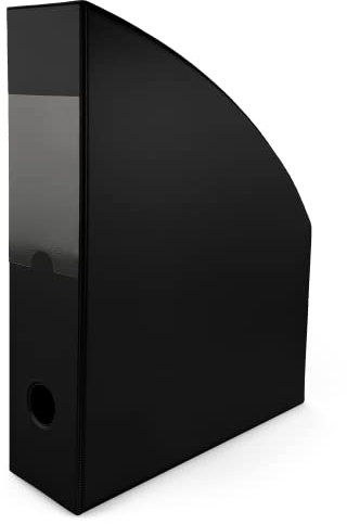 Netuno 1 x Stehsammler Kunststoff Pappe A4 faltbar Schwarz Rückenbreite 7cm Stehordner Aktenhalter Dokumentenhalter Zeitschriftensammler Zeitungsständer Zeitschriftenbox Magazinhalter