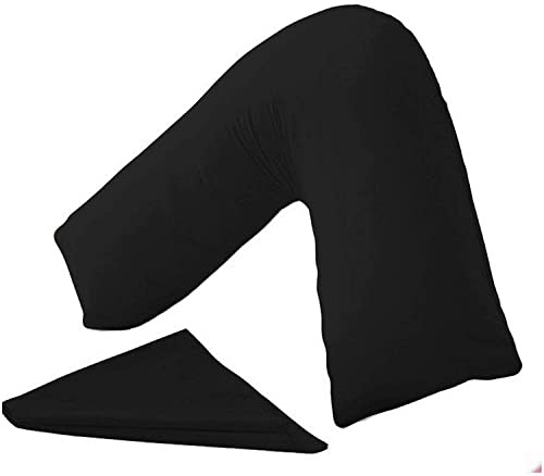 Night Zone V Shaped Polycotton Pillow Case Cover Nursing Pregnancy Maternity Orthopaedic Support PillowCase (Black)