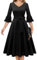 DRESSTELLS Damen Audrey Hepburn Kleid mit niedlichen Ärmeln Elegant Party Cocktail Formal Hochzeitsgast LangarmAbendkleid 50er Jahre Kleider Black M