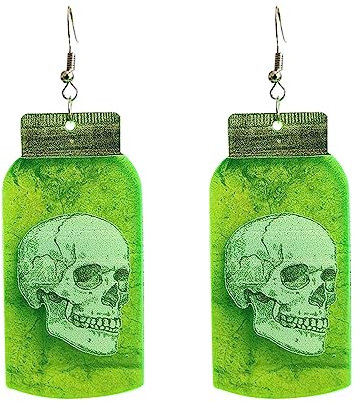 Ohrringe Mädchen Faultier Gruselige Halloween-Ohrringe, Alien-UFO-, im Dunkeln leuchtende Acryl-Ohrhänger (1 Paar) Ohrringe Mit Vier Kleeblättern (Green, One Size)
