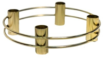 Ivyline Avery Kerzenhalter in Gold mit Doppelring-Design - Eleganter Kerzenständer Tischdekoration - H5 x D20 cm
