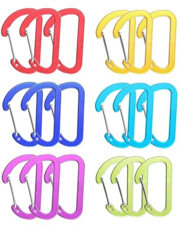 Ahysuet 18 Stück Karabinerhaken Klein, Karabiner Klein für Campin Ausflüge Reisen Wandern Schlüsselanhänger, Innen-Außengebrauch Usw(Bunt 40 x 4 mm).