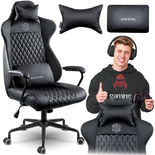 Sofotel Schreibtischstuhl Werona, Ergonomischer Bürostuhl & Gamingstuhl, Schwarz Gesteppt