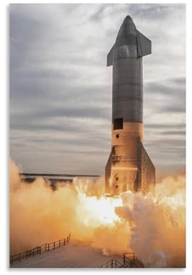 EVMILA Spacex Raumschiff SN10 Poster, dekoratives Gemälde, Leinwand, Wandposter und Kunstdruck, modernes Familienschlafzimmer-Dekor-Poster, 20 x 30 cm