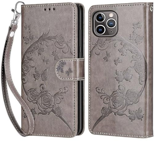 Coque pour iPhone 12 Pro Max, Housse Etui Portefeuille Cuir Multifonction, Fermeture Magnétique à Clapet Anti-Choc Compatible avec Coque IPhone 12 Pro Max Book - Gris