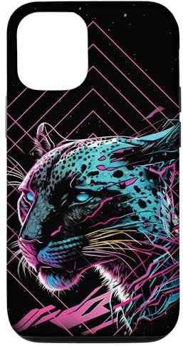 iPhone 15 Colorful Panther Vaporwave Art Style Animal Graphic Case