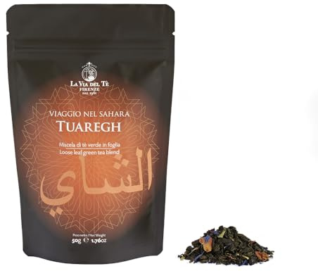 La Via del Tè - Tè verde Tuaregh - lattina da 100 gr - balsamica e digestiva, al profumo di menta e limone - ottimo caldo o freddo (50 grammi)