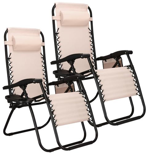 SPRINGOS Chaises Longues avec appuie-tête Repose-Pieds Table d'appoint Sac Suspendu 2 pièces