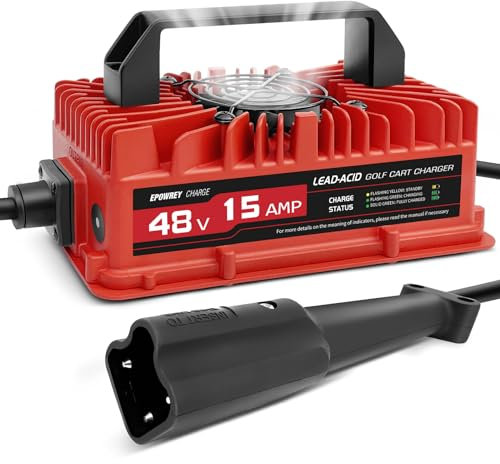 EPOWREY 15A 48V Golf Trolley Battery Charger for Yamaha G29 with 3-Pin Blade Connector
