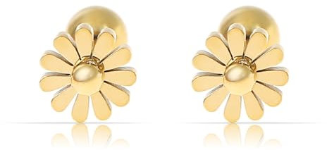 Made by Nami Blumen Edelstahl Ohrringe Vergoldet Geschenke für Frauen Wasserfester Schmuck (Gold)