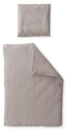 Ehrenkind® Bettwäsche-Set Musselin | 100% Bio-Baumwolle | Standard 100 by Oeko-TEX | 220x155cm + 80x80cm Taupe | Bettwäsche 155x220