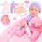GirlDiary Baby Doll 12 Inches with Accessories Set, 3 Clothes, Bassinet Bed, Feeding Playset, Baby Dolls Girls for 3 4 5 6 7 8 Year Old Toddler Kids, Baby Toys for Gifts, Baby Doll with Clothing