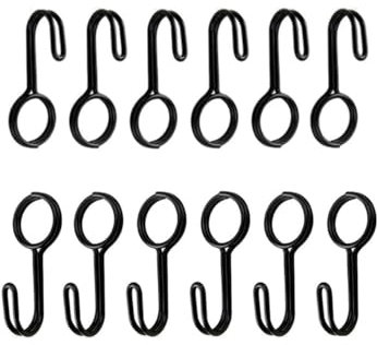 12 ganci a spirale,gancio nero con occhiello,gancio universale, in barca,trampolino, moto, biciclette,teloni,rimorchi,vasi da fiori, diametro interno 25 mm