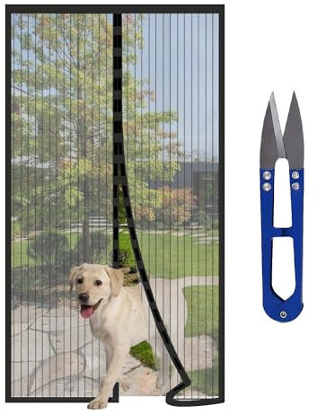 HW CASA Zanzariera Magnetica 120x220 con 34 Potenti Magneti e 2 Blocchi di Peso, Porta Si Chiude da Sola, Tenda per Impedire Ingresso di Mosche e Zanzare, Facile da Installare