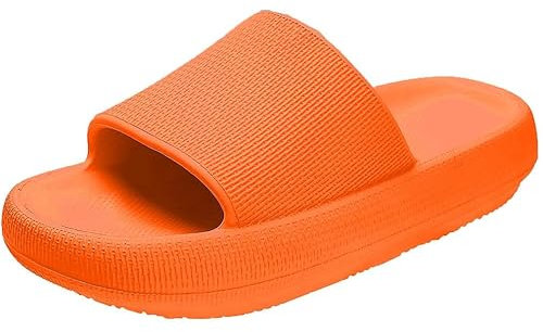 Misolin Badeschuhe Damen Herren Original Hausschuhe Cozislides Wolke Schlappen Super Weich rutschfest Badelatschen Sommer Pantoletten Cozy Cloudyzzz Slides Indoor/Outdoor,Orange 39/40 EU