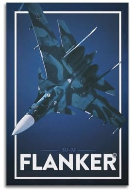 Su-33 Poster mit militärischem Kampfflugzeug, Flanker-D Kampfflugzeug, dekoratives Gemälde, Leinwand, Wandposter und Kunstdruck, moderne Familienschlafzimmer-Dekoration, Poster, 30 x 45 cm